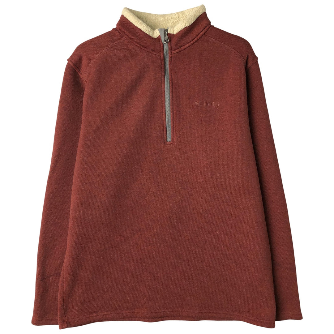 Columbia Half-Zip Fleece Pullover, Men's Size L polyester red type Vintage Second Hand