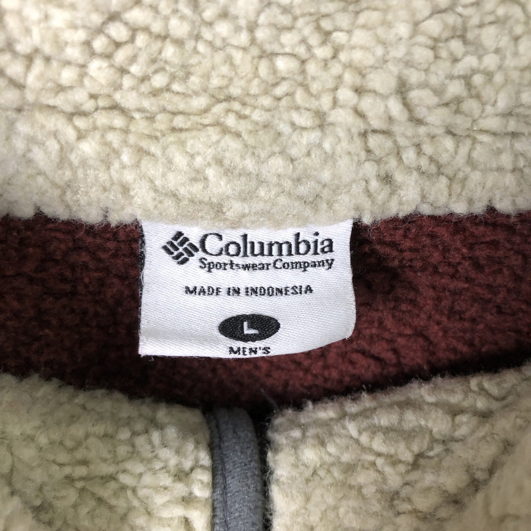 Columbia Half-Zip Fleece Pullover, Men's Size L polyester red type Vintage Second Hand