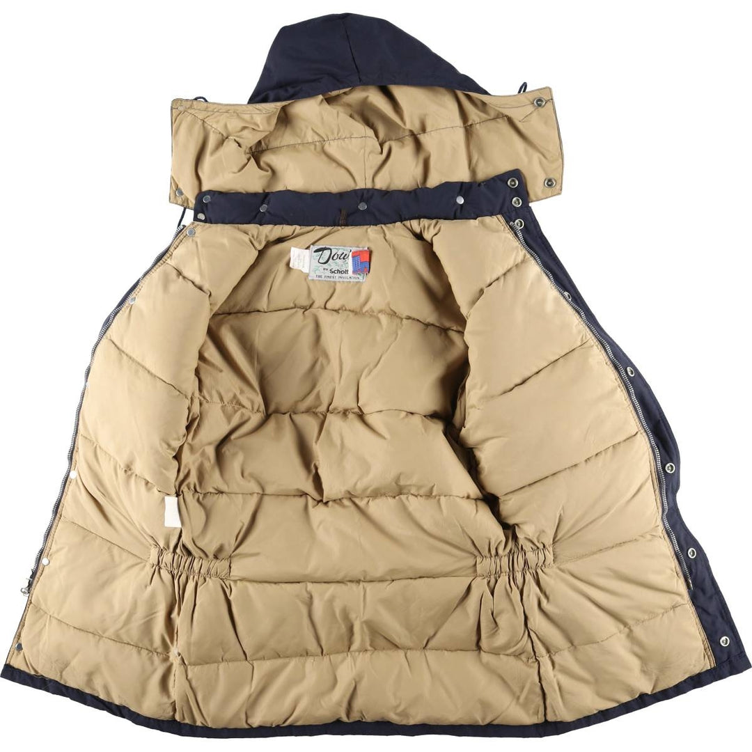 SCHOTT DOWN Hooded Goose Down Jacket, Made in USA, Men's Size Small Goose down (insulation) navy blue type Vintage Second Hand