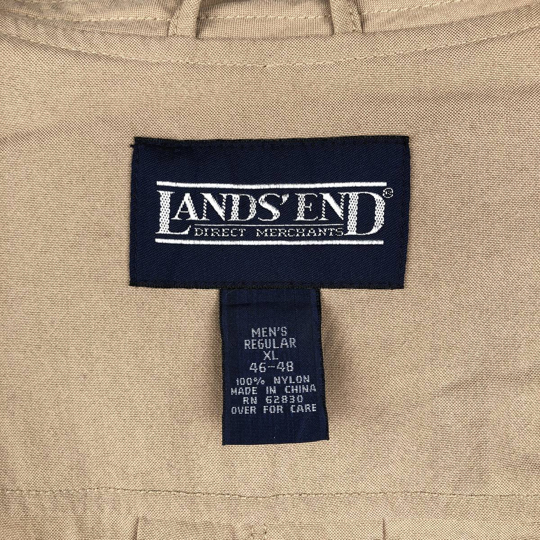 Vintage 80s-90'S LANDS' END Safari Vest, Men's XL Nylon Beige type Vintage Second Hand