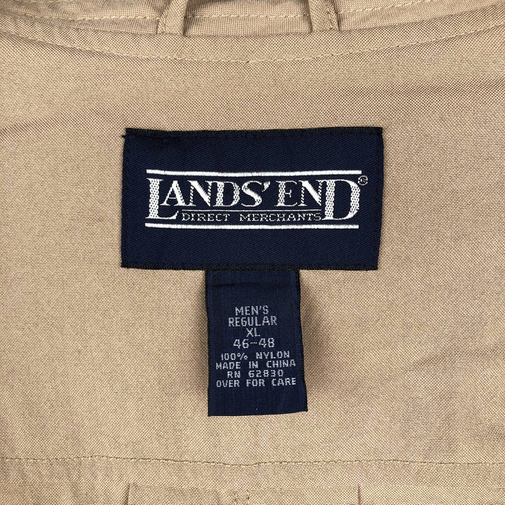 Vintage 80s-90'S LANDS' END Safari Vest, Men's XL Nylon Beige type Vintage Second Hand