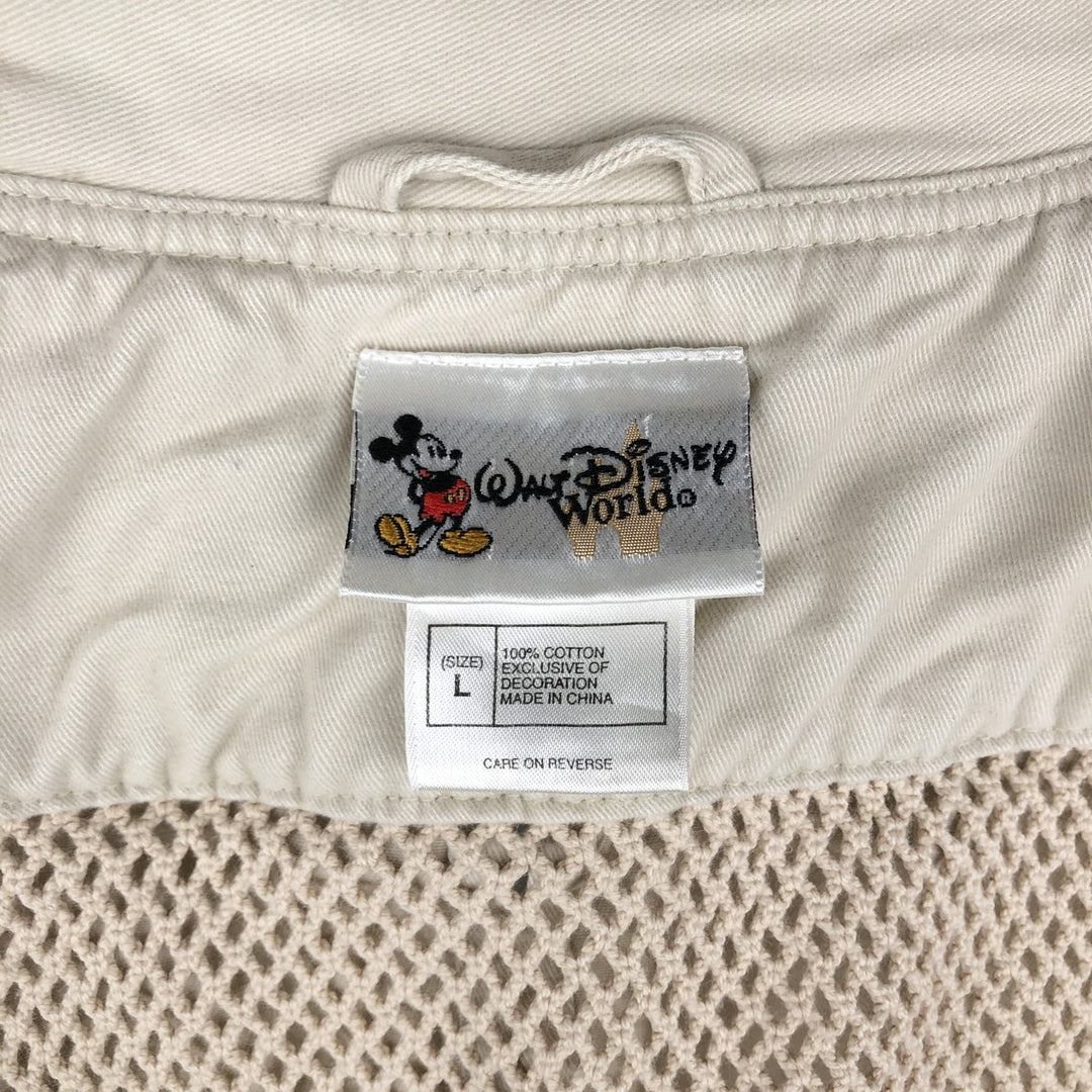 90'S Walt Disney World Kilimanjaro Safari Vest, Men's, Size L, Vintage cotton ivory Vintage Second Hand