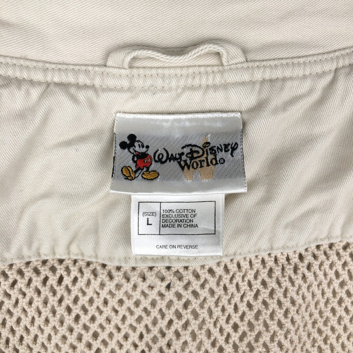 90'S Walt Disney World Kilimanjaro Safari Vest, Men's, Size L, Vintage cotton ivory Vintage Second Hand