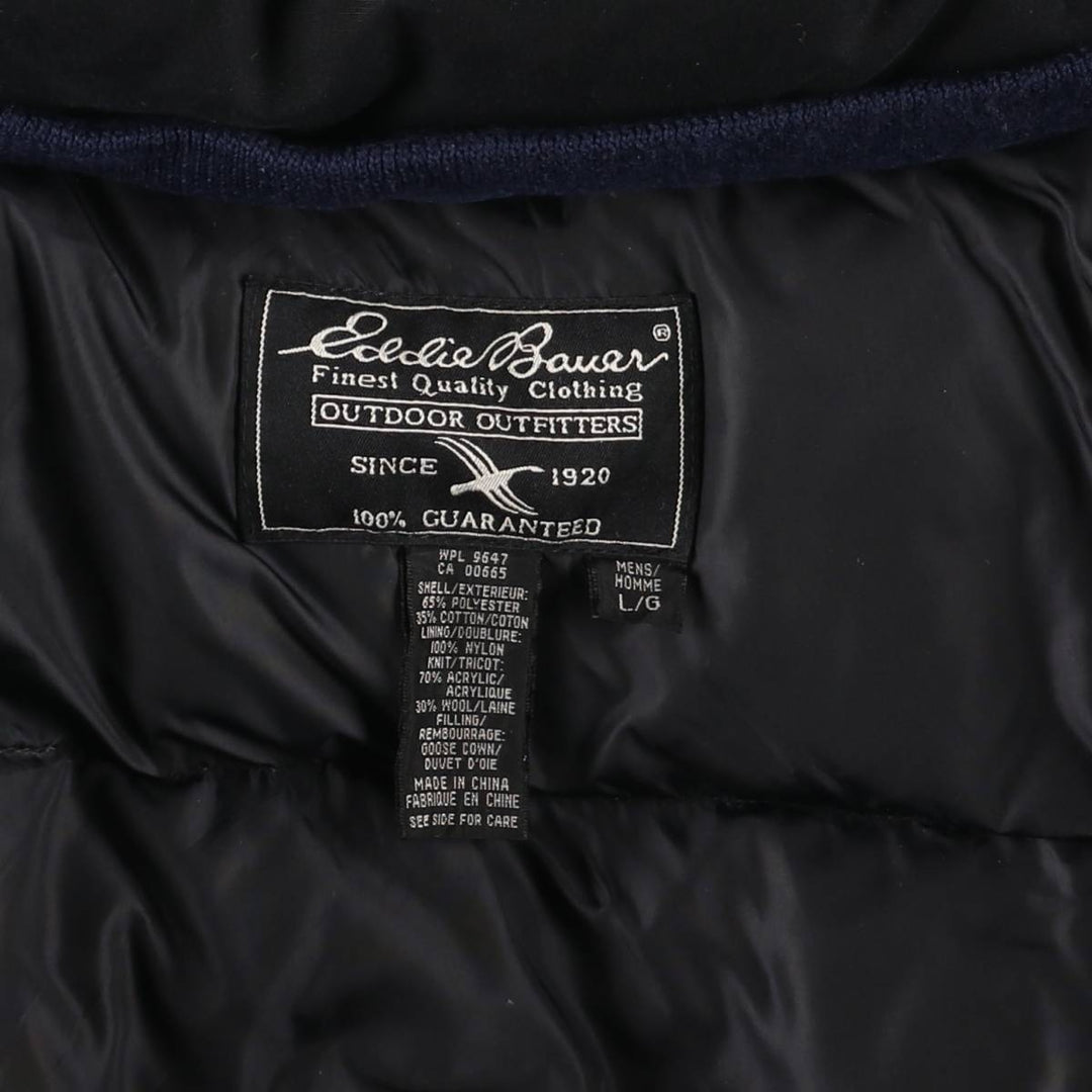 Eddie Bauer Goose Down Parka, Men's Size L polyester navy blue type Vintage Second Hand