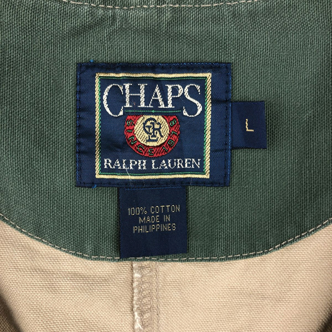 Vintage 80'S Ralph Lauren Chaps hunting vest, size L for men cotton Beige type Vintage Second Hand