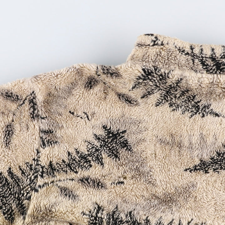 Vintage 90'S BLACK MOUNTAIN Leaf Pattern Fleece Jacket, Women's Size L unclear ivory Vintage Second Hand
