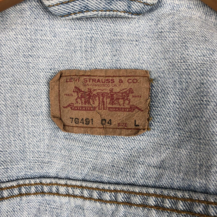 90'S Vintage Levi's 70491-04 Denim Vest, Men's Size L cotton Blue type light blue Vintage Second Hand