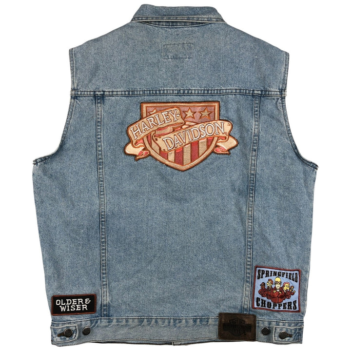 Harley-Davidson Custom Denim Vest, Made in Canada, Men's Size L cotton Blue type light blue Vintage Second Hand