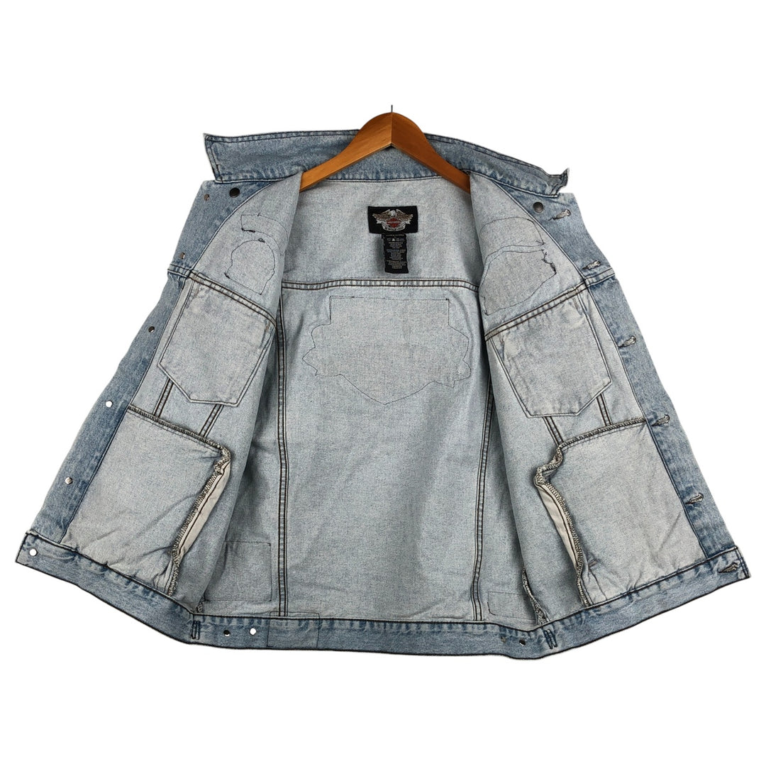 Harley-Davidson Custom Denim Vest, Made in Canada, Men's Size L cotton Blue type light blue Vintage Second Hand