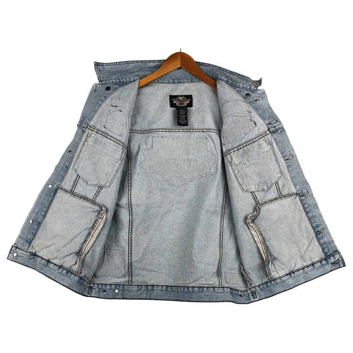 Harley-Davidson Custom Denim Vest, Made in Canada, Men's Size L cotton Blue type light blue Vintage Second Hand