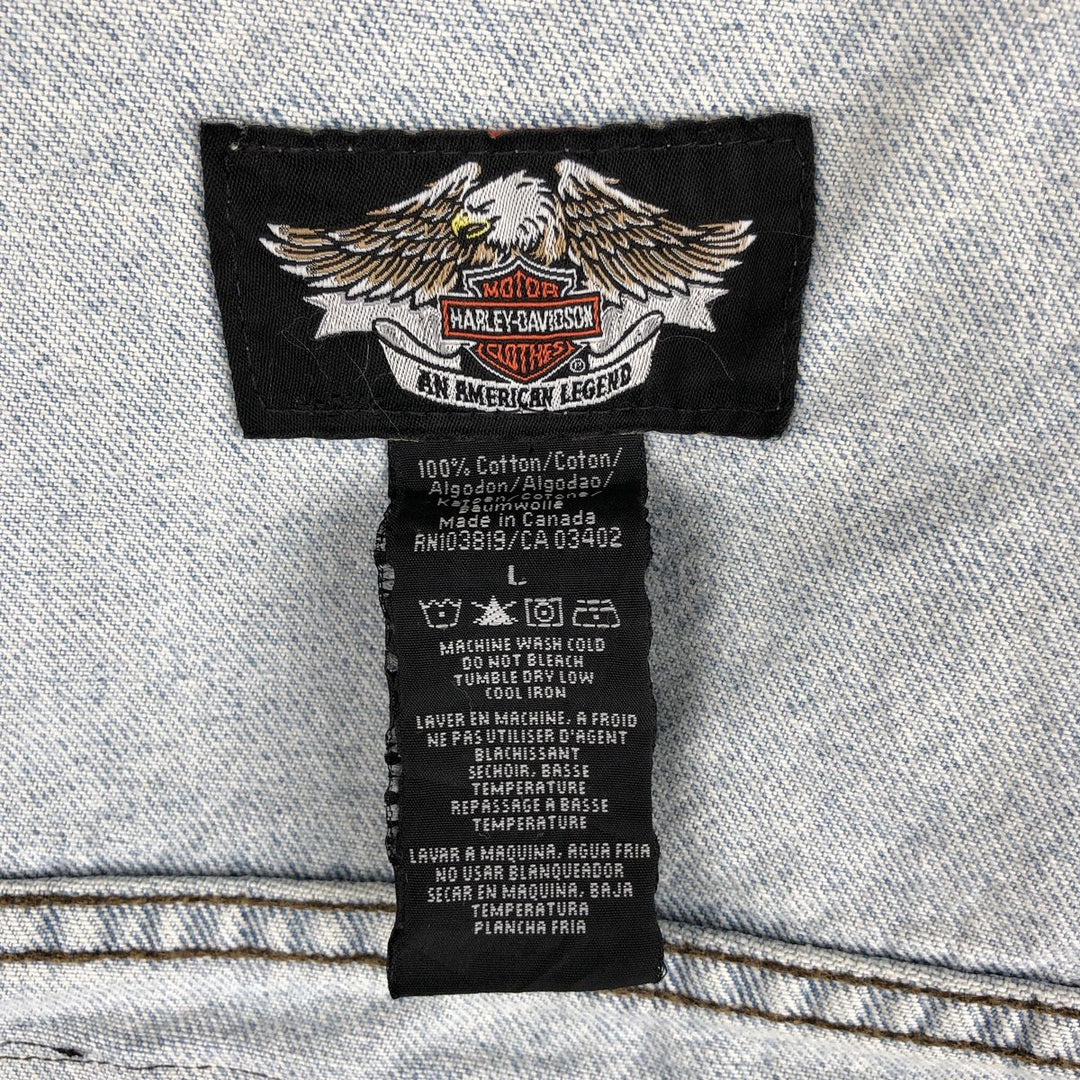 Harley-Davidson Custom Denim Vest, Made in Canada, Men's Size L cotton Blue type light blue Vintage Second Hand