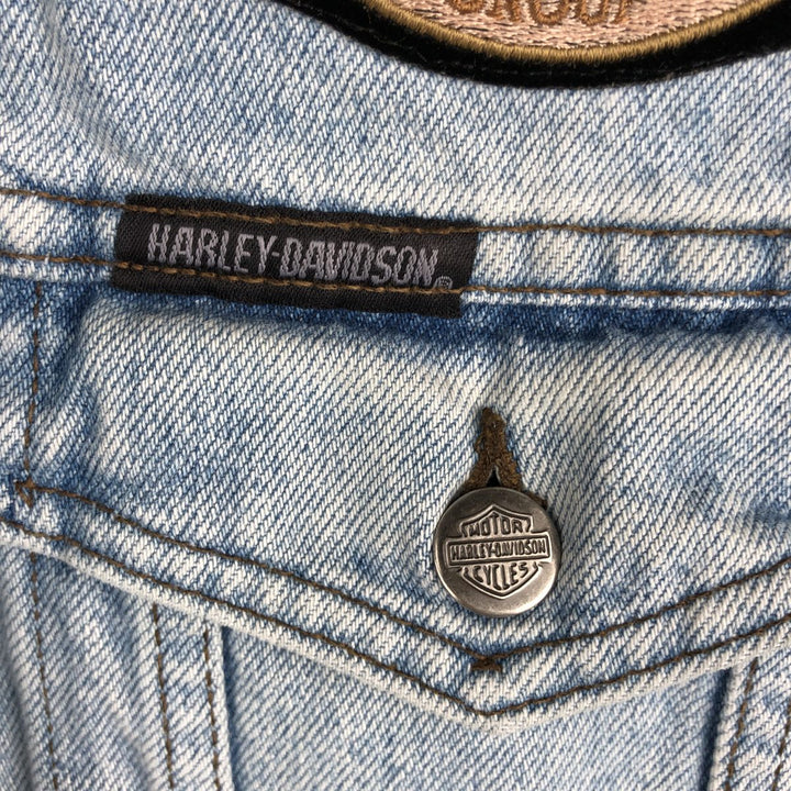 Harley-Davidson Custom Denim Vest, Made in Canada, Men's Size L cotton Blue type light blue Vintage Second Hand