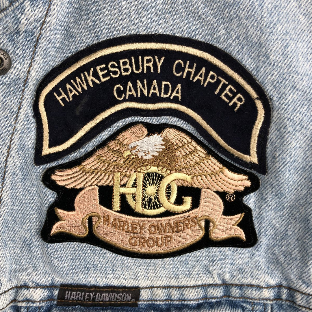 Harley-Davidson Custom Denim Vest, Made in Canada, Men's Size L cotton Blue type light blue Vintage Second Hand