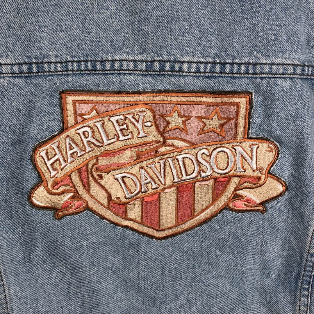 Harley-Davidson Custom Denim Vest, Made in Canada, Men's Size L cotton Blue type light blue Vintage Second Hand