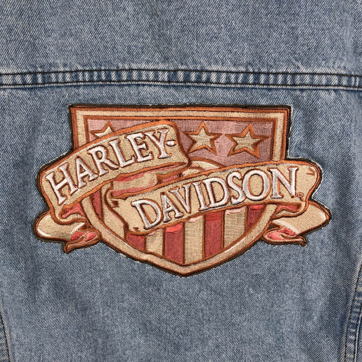 Harley-Davidson Custom Denim Vest, Made in Canada, Men's Size L cotton Blue type light blue Vintage Second Hand