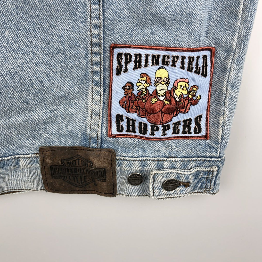 Harley-Davidson Custom Denim Vest, Made in Canada, Men's Size L cotton Blue type light blue Vintage Second Hand