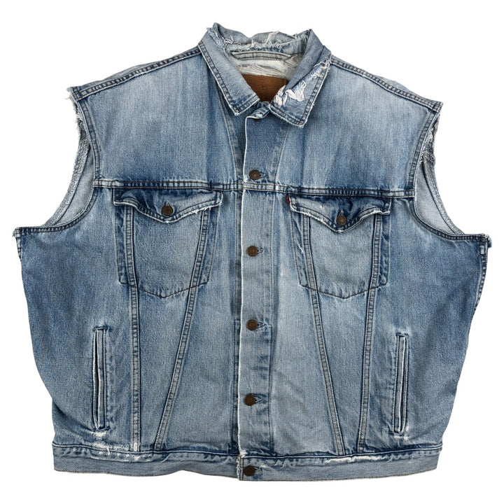 Vintage 90s-00'S Levi's Cut-Off Denim Vest, Made in Canada, Men's Size XL cotton Blue type light blue Vintage Second Hand
