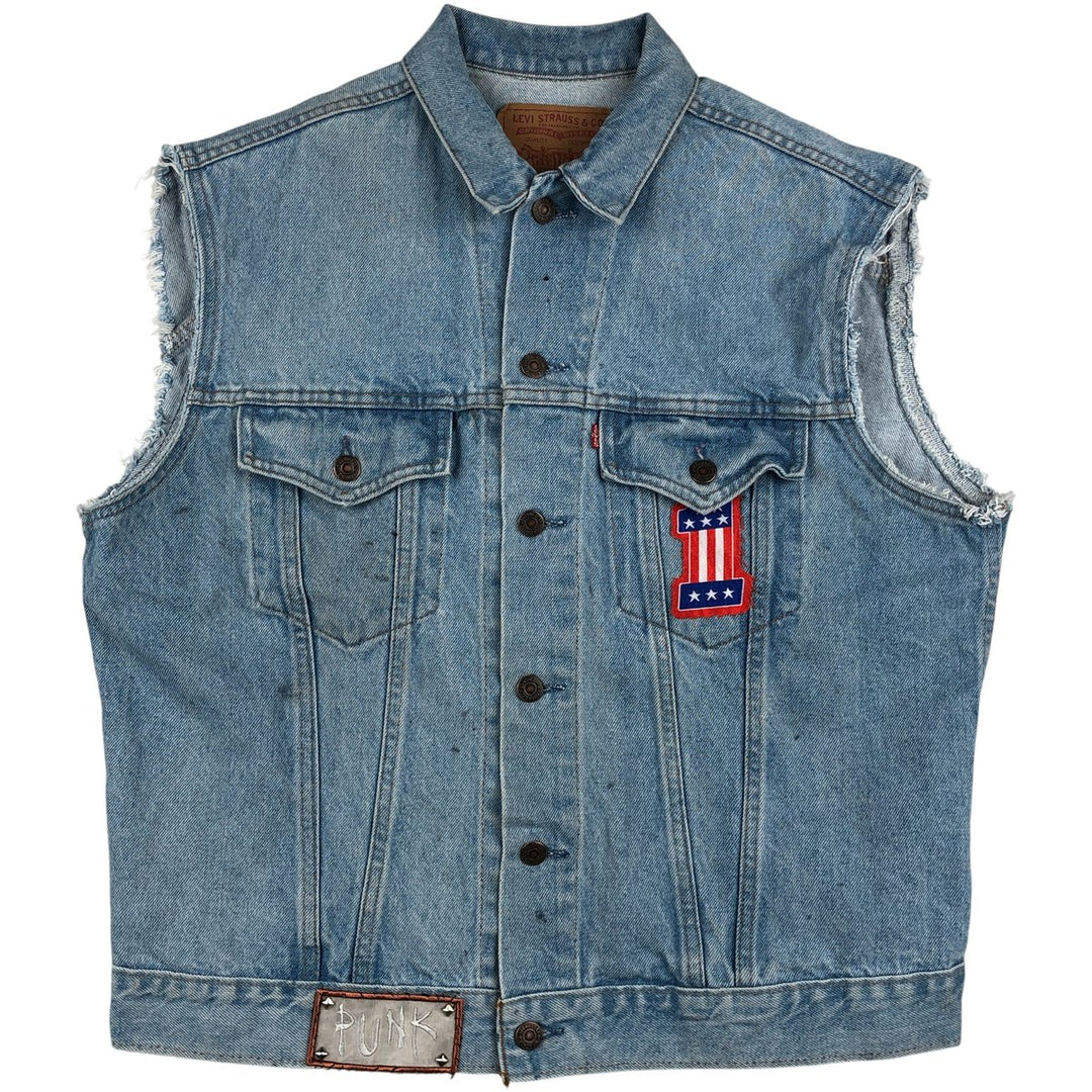 90'S Levi's 75505-0212 Cut-Off Denim Vest, Men's Size L, Vintage unclear Blue type light blue Vintage Second Hand