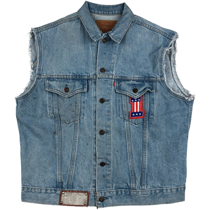 90'S Levi's 75505-0212 Cut-Off Denim Vest, Men's Size L, Vintage unclear Blue type light blue Vintage Second Hand