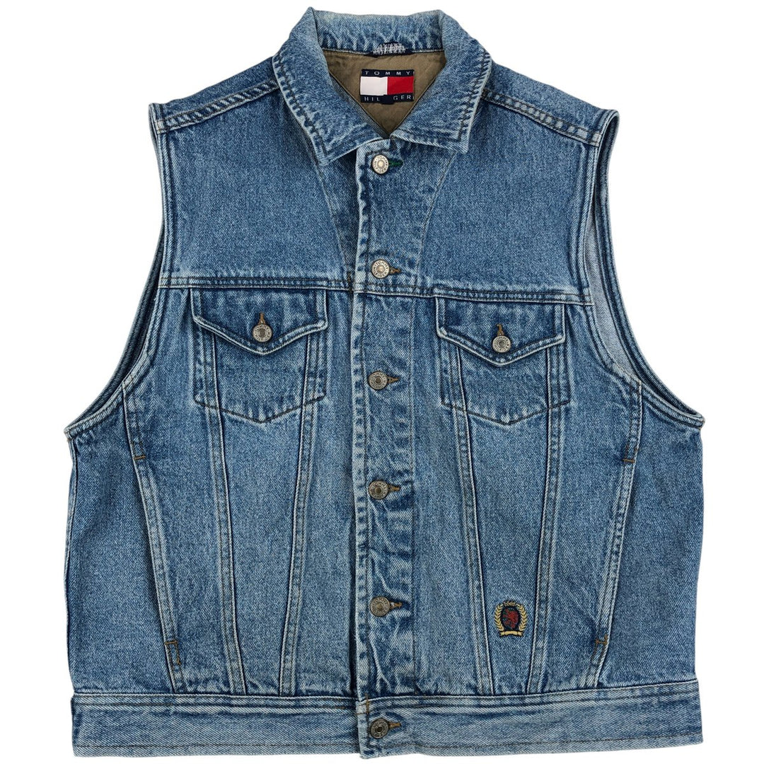 Vintage 90'S Tommy Hilfiger denim vest, size M, men's cotton blue type Vintage Second Hand