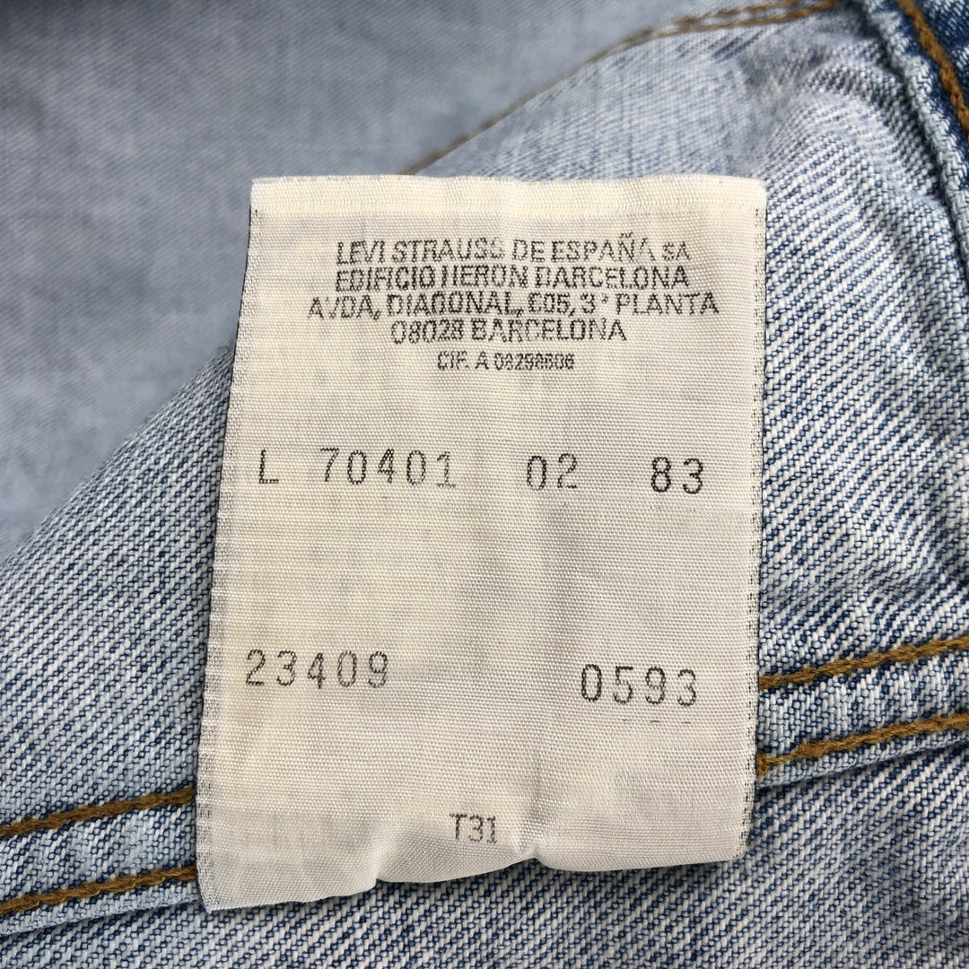 Vintage 90'S Levi's 70401-02 Euro Model Denim Vest, Men's Size L cotton Blue type light blue Vintage Second Hand