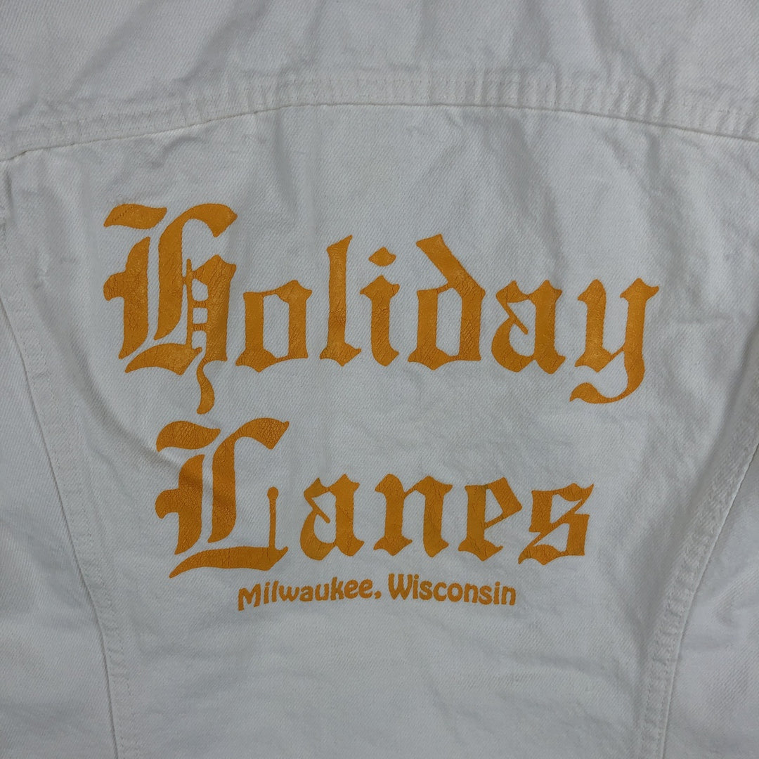 Vintage 1980'S Levi's Advertising Denim Vest (60514-0251), Made in USA, Men's Size Small cotton white type Vintage Second Hand