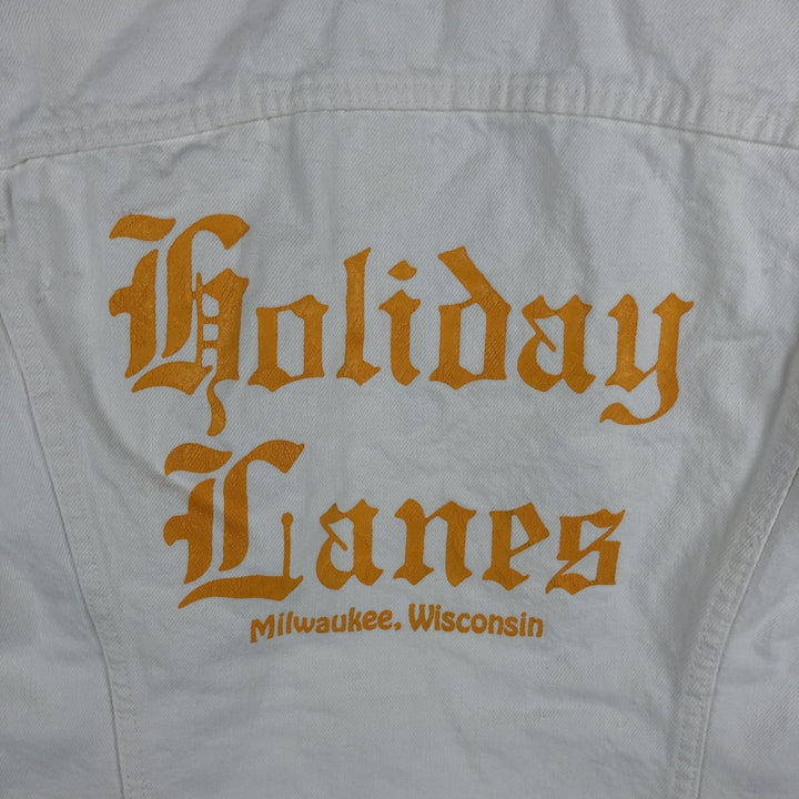 Vintage 1980'S Levi's Advertising Denim Vest (60514-0251), Made in USA, Men's Size Small cotton white type Vintage Second Hand