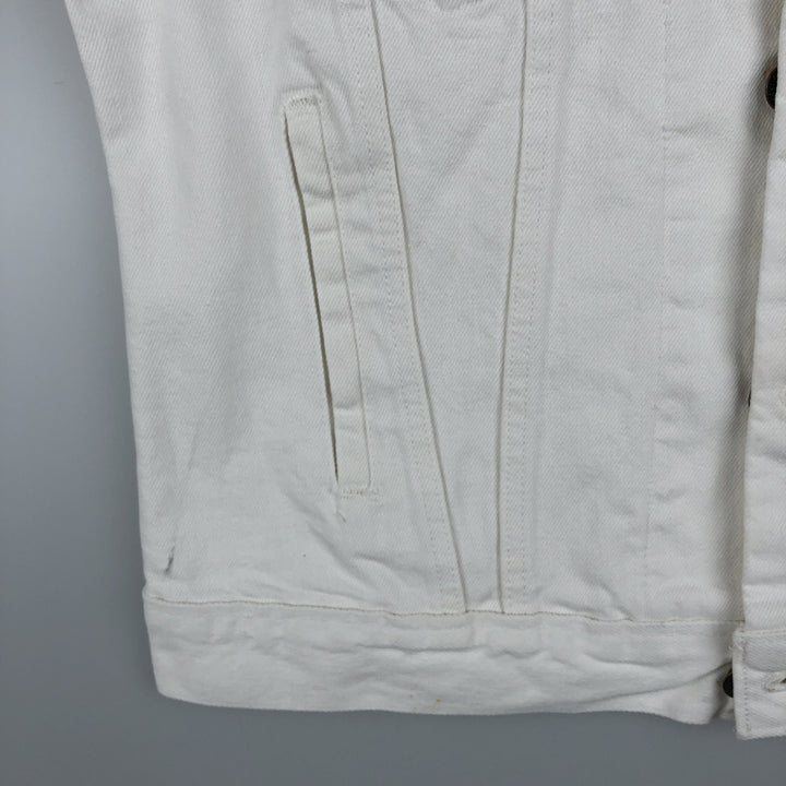 Vintage 1980'S Levi's Advertising Denim Vest (60514-0251), Made in USA, Men's Size Small cotton white type Vintage Second Hand