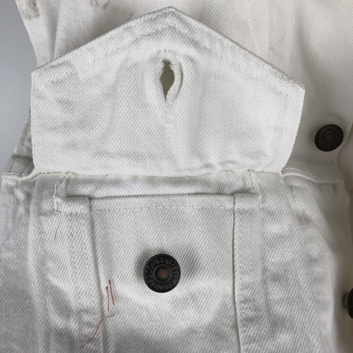 Vintage 1980'S Levi's Advertising Denim Vest (60514-0251), Made in USA, Men's Size Small cotton white type Vintage Second Hand