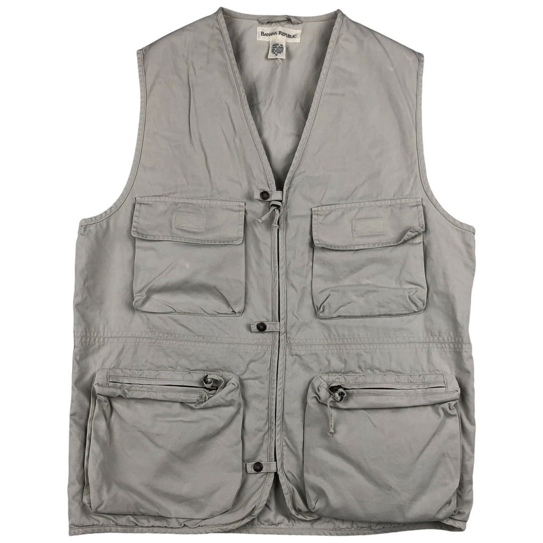 90'S Banana Republic Safari Vest, Men's Size Medium, Vintage cotton white type Vintage Second Hand