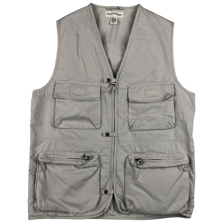 90'S Banana Republic Safari Vest, Men's Size Medium, Vintage cotton white type Vintage Second Hand