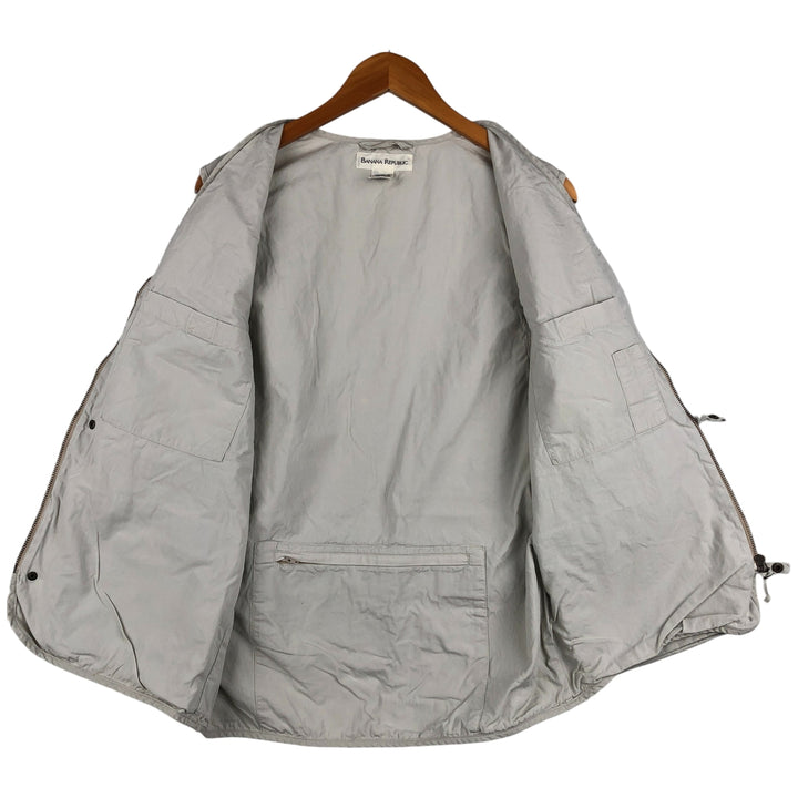 90'S Banana Republic Safari Vest, Men's Size Medium, Vintage cotton white type Vintage Second Hand