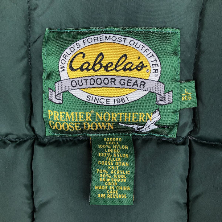 90s-00'S Cabelas Advertising Goose Down Vest, Men's, Size L, Vintage Nylon green type Vintage Second Hand