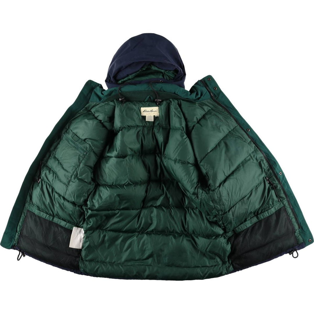 Eddie Bauer Hooded Goose Down Jacket, Men's Size Medium Nylon navy blue type Vintage Second Hand