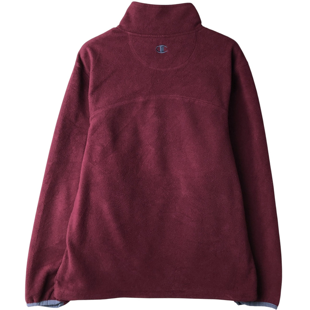 Champion Half-Zip Fleece Pullover, Men's Size M polyester wine-red Vintage Second Hand