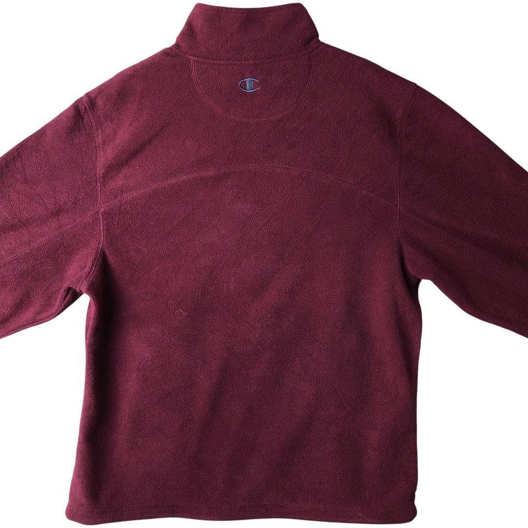 Champion Half-Zip Fleece Pullover, Men's Size M polyester wine-red Vintage Second Hand