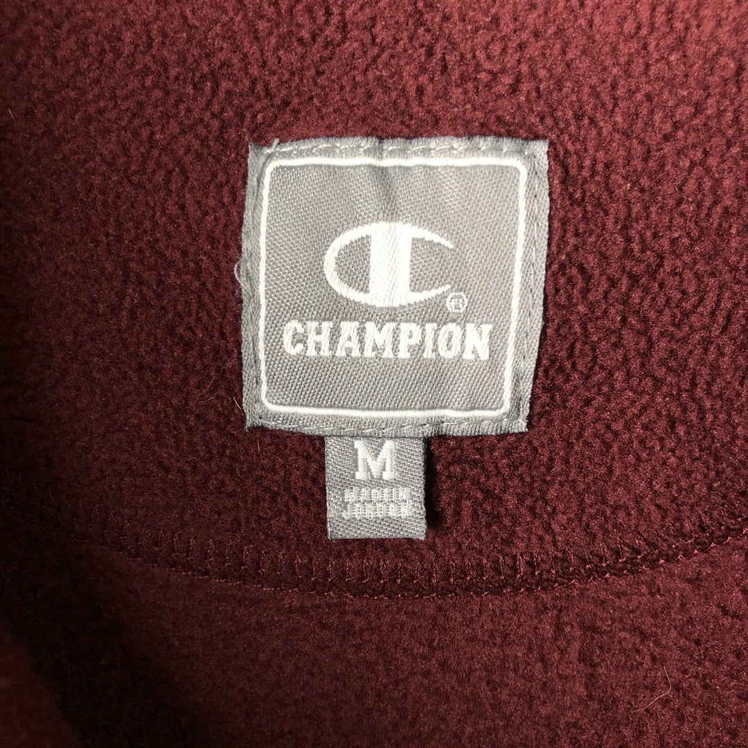 Champion Half-Zip Fleece Pullover, Men's Size M polyester wine-red Vintage Second Hand