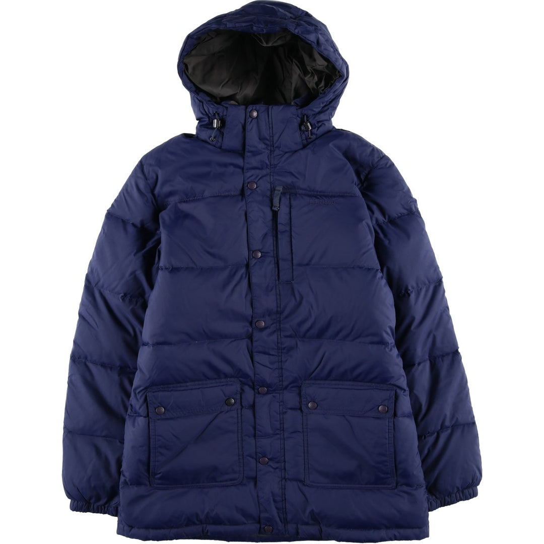 LLBean Hooded Goose Down Jacket, Men's Size M Nylon Navy blue Vintage Second Hand