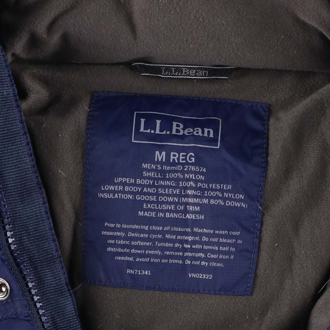 LLBean Hooded Goose Down Jacket, Men's Size M Nylon Navy blue Vintage Second Hand