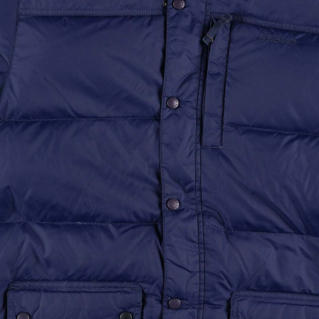 LLBean Hooded Goose Down Jacket, Men's Size M Nylon Navy blue Vintage Second Hand