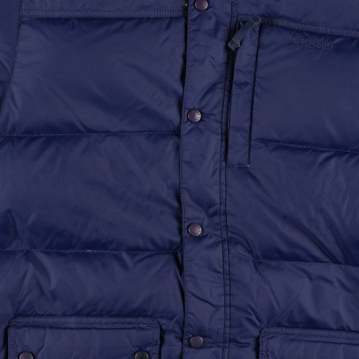 LLBean Hooded Goose Down Jacket, Men's Size M Nylon Navy blue Vintage Second Hand