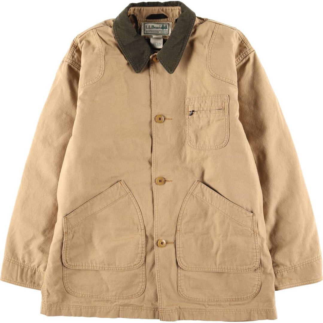 90s-00'S LLBean padded duck hunting jacket, men's size L cotton Beige type Vintage Second Hand
