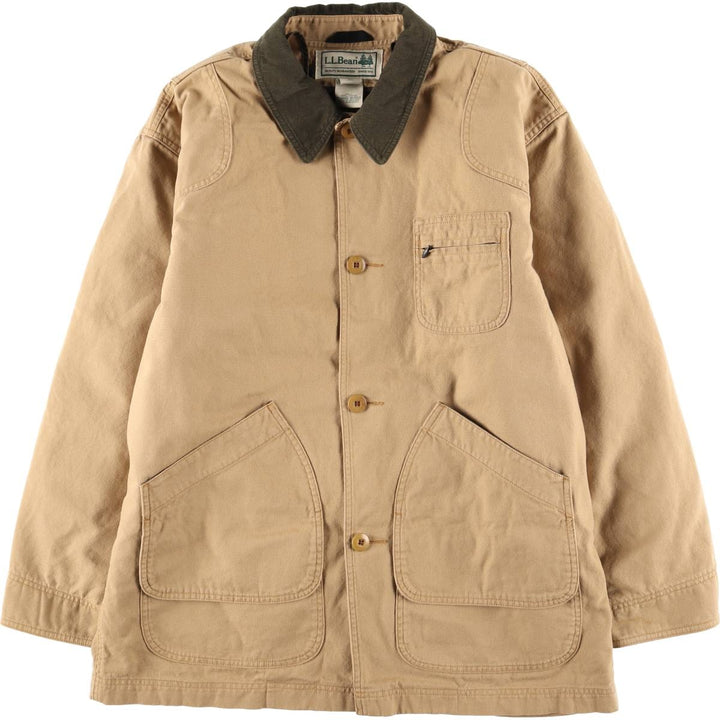90s-00'S LLBean padded duck hunting jacket, men's size L cotton Beige type Vintage Second Hand