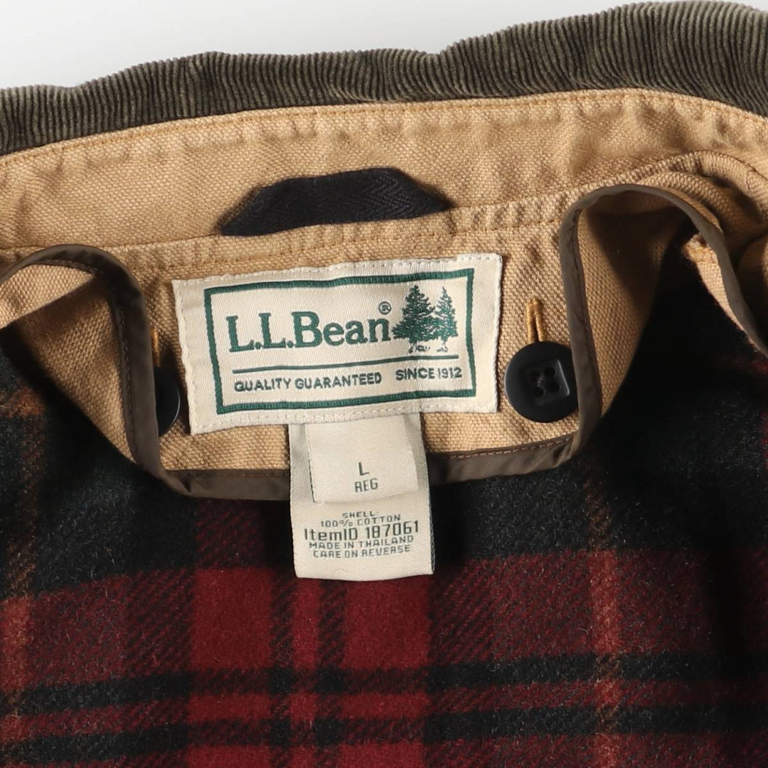 90s-00'S LLBean padded duck hunting jacket, men's size L cotton Beige type Vintage Second Hand