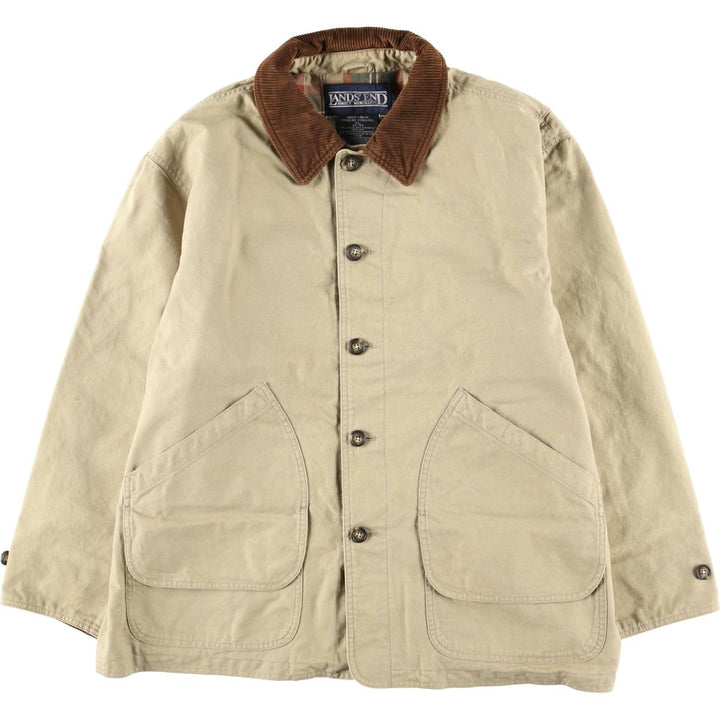 Vintage 80s-90'S Lands' End Duck Hunting Jacket, Men's Size XL cotton Beige type Vintage Second Hand
