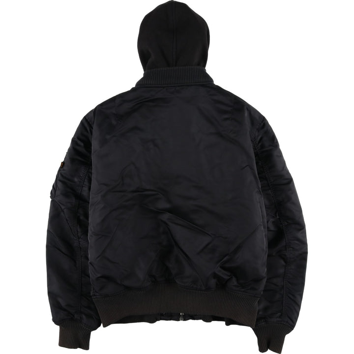 Alpha ALPHA Men's Hooded Padded Military Flight Jacket (Size XL) Nylon black type Vintage Second Hand
