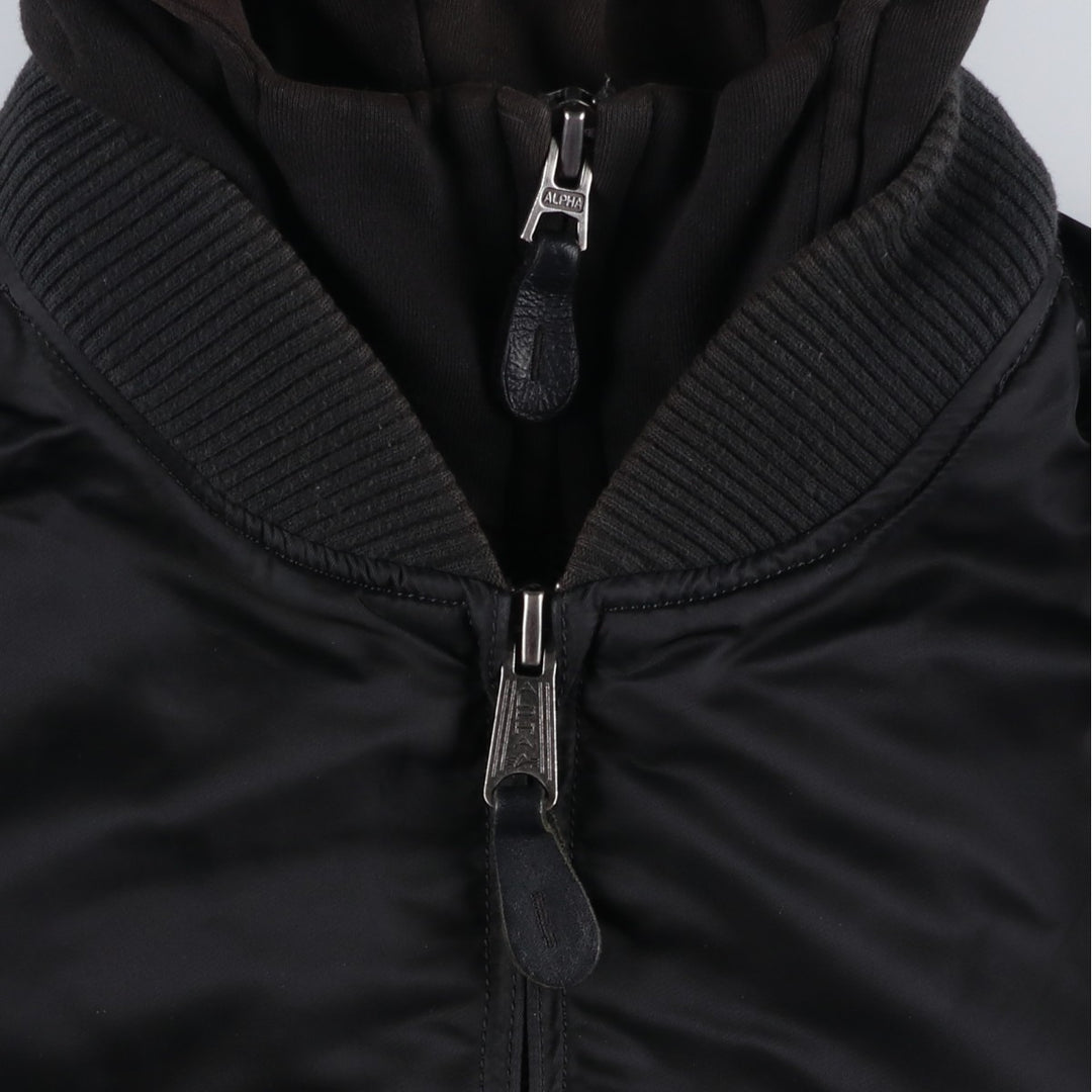 Alpha ALPHA Men's Hooded Padded Military Flight Jacket (Size XL) Nylon black type Vintage Second Hand