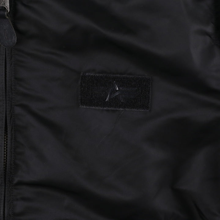 Alpha ALPHA Men's Hooded Padded Military Flight Jacket (Size XL) Nylon black type Vintage Second Hand