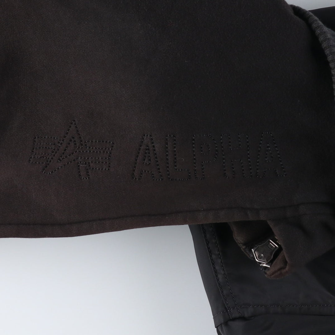 Alpha ALPHA Men's Hooded Padded Military Flight Jacket (Size XL) Nylon black type Vintage Second Hand