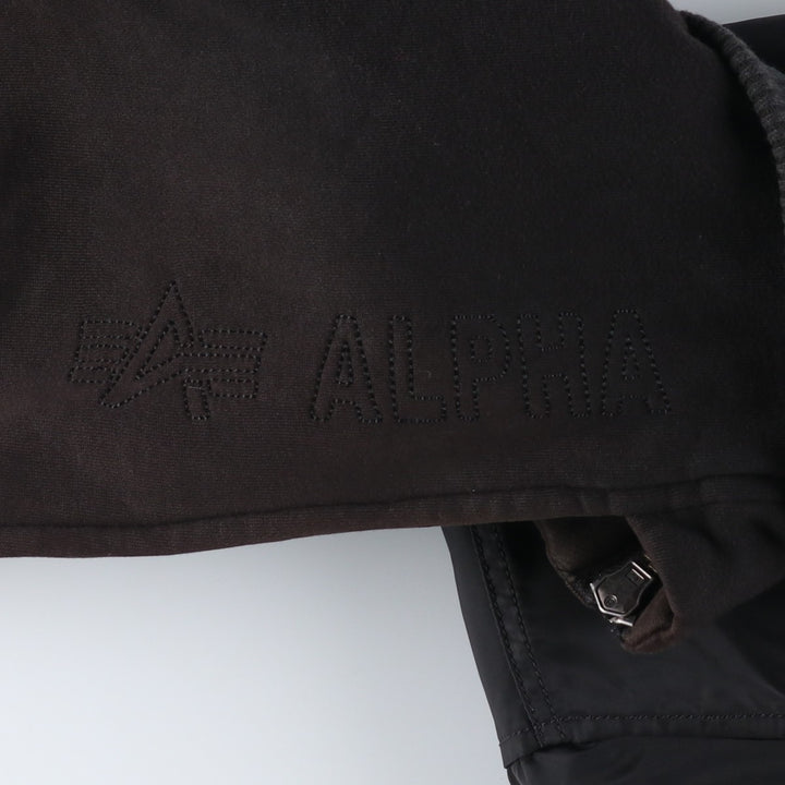 Alpha ALPHA Men's Hooded Padded Military Flight Jacket (Size XL) Nylon black type Vintage Second Hand